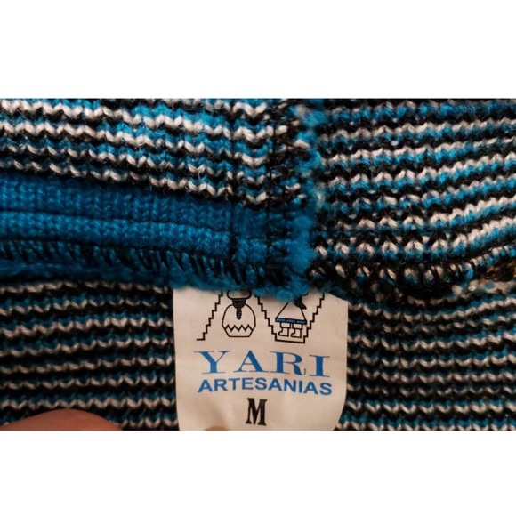 Yari Artesanias M Aztec Native Southwestern Hoodie Alpaca Wool Blanket Sweater - Picture 8 of 8
